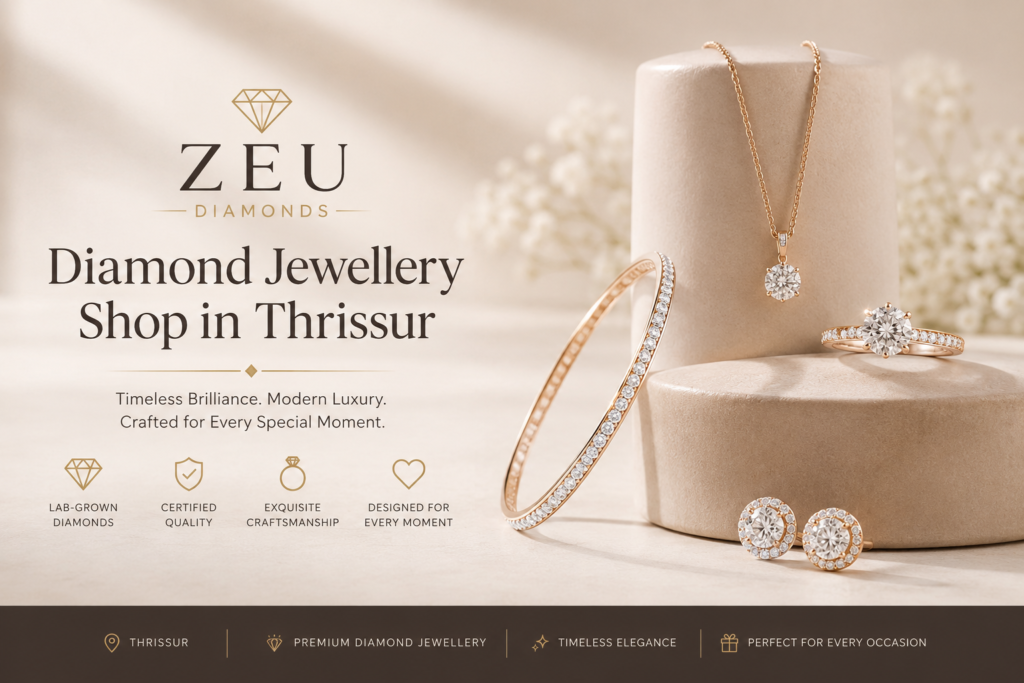 Diamond Jewellery Shop in Thrissur – Zeu Diamonds wedding ring wedding bands, diamond necklace diamond pendant,d dimand bangle